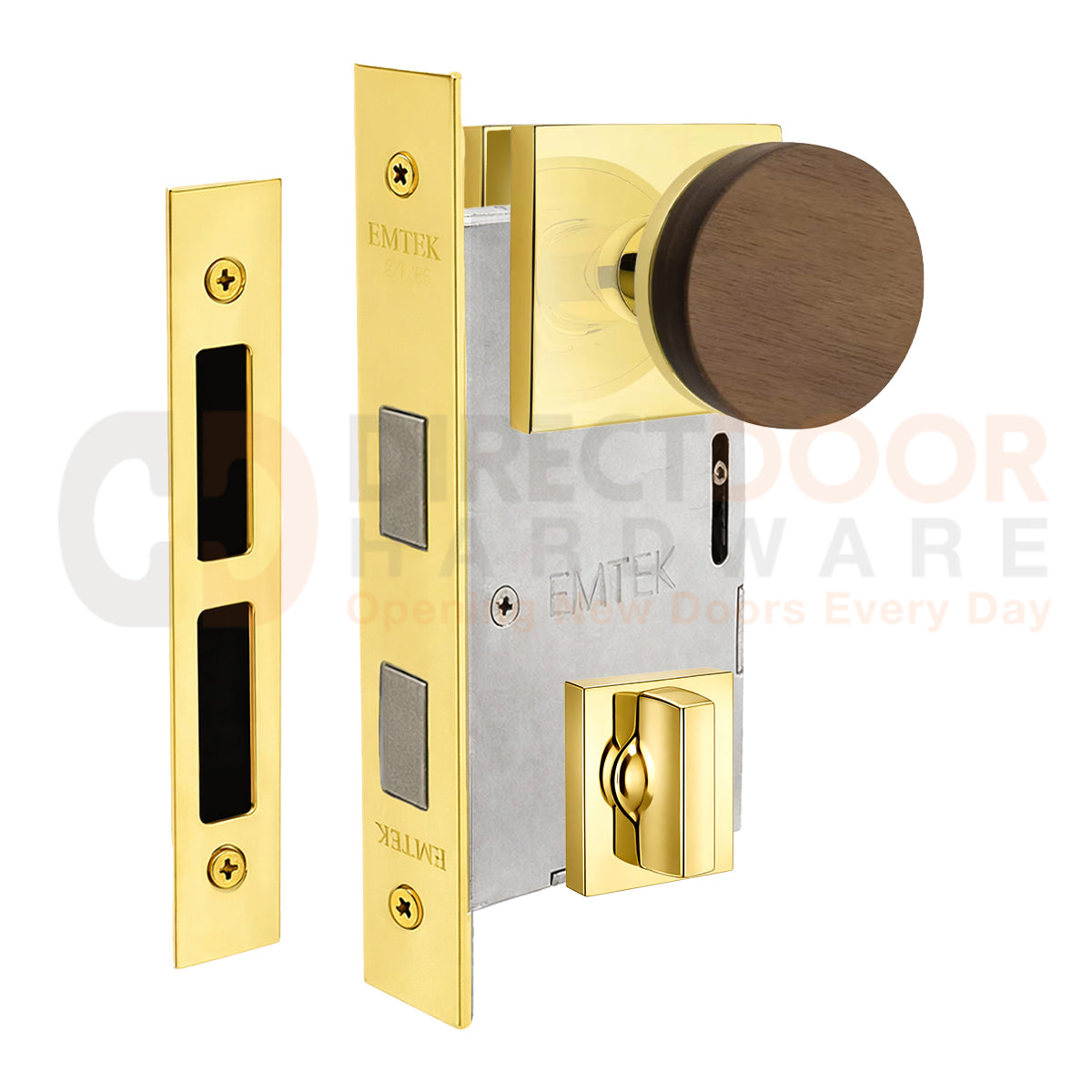 Emtek Walnut Interior Mortise Knob with Square Rosette
