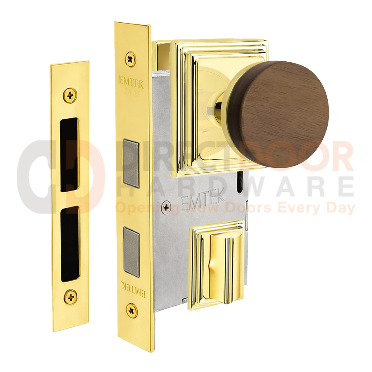 Emtek Walnut Interior Mortise Knob with Wilshire Rosette