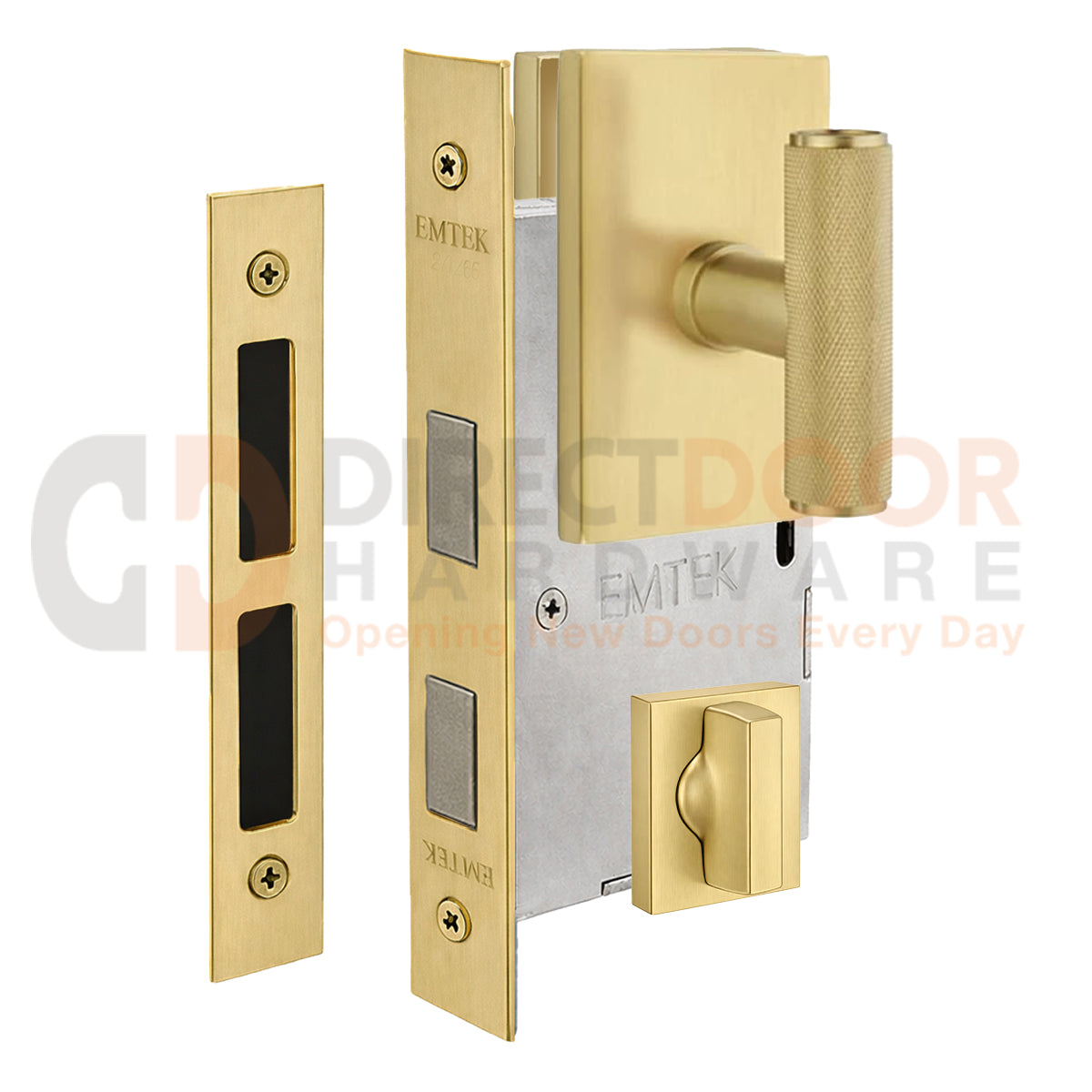 Emtek Ace Knurled Interior Mortise Knob with Modern Rectangular Rosette