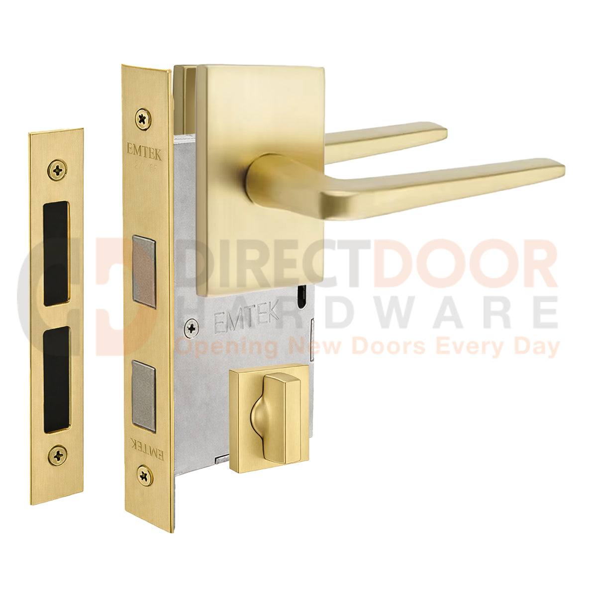 Emtek Athena Interior Mortise Lever with Modern Rectangular Rosette