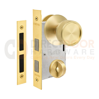 Emtek Conical Knurled Interior Mortise Knob with Modern Rosette