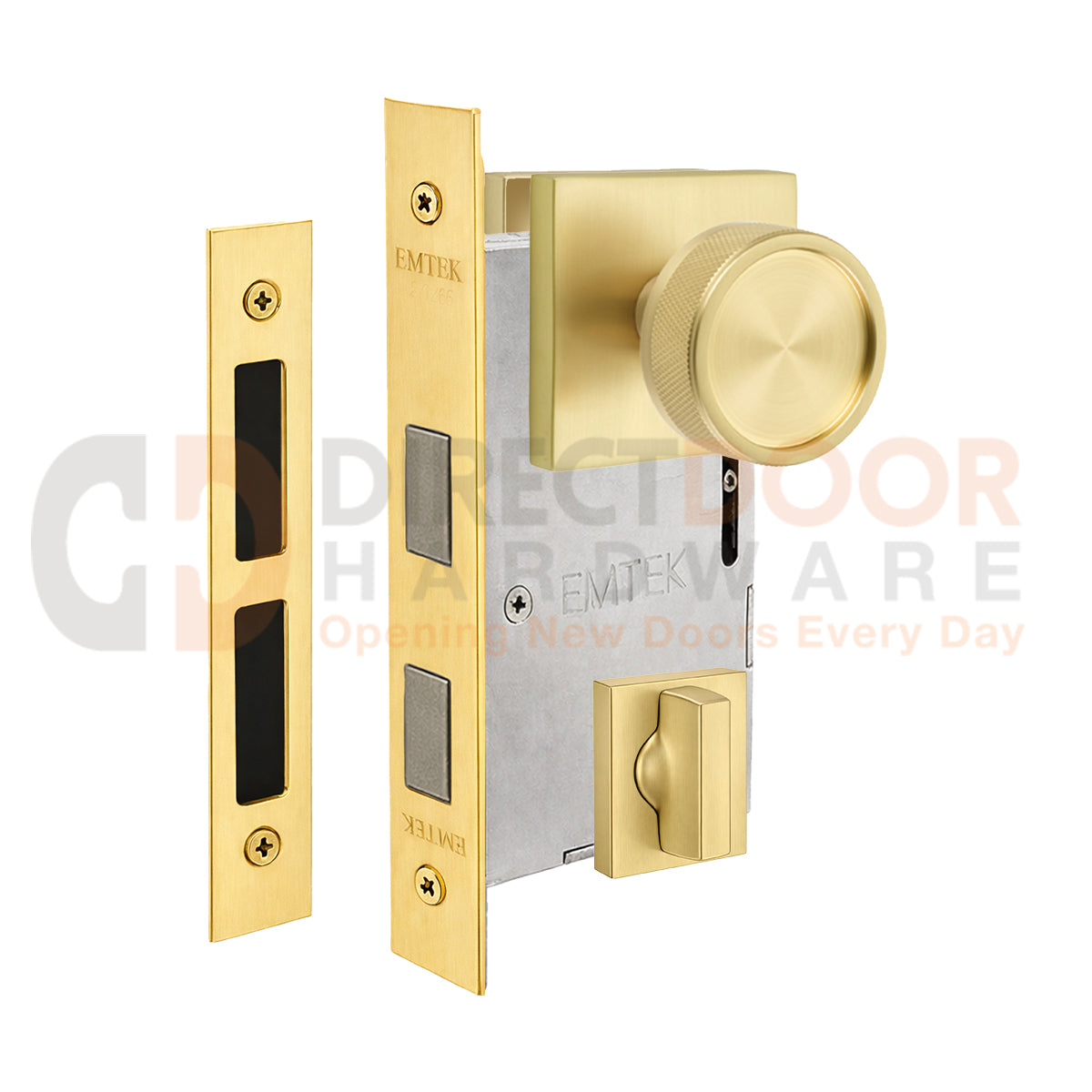 Emtek Conical Knurled Interior Mortise Knob with Square Rosette