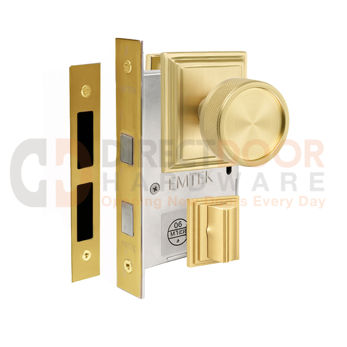 Emtek Conical Knurled Interior Mortise Knob with Wilshire Rosette