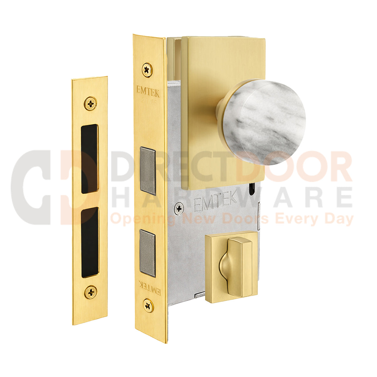 Emtek Conical Marble Interior Mortise Knob with Modern Rectangular Rosette