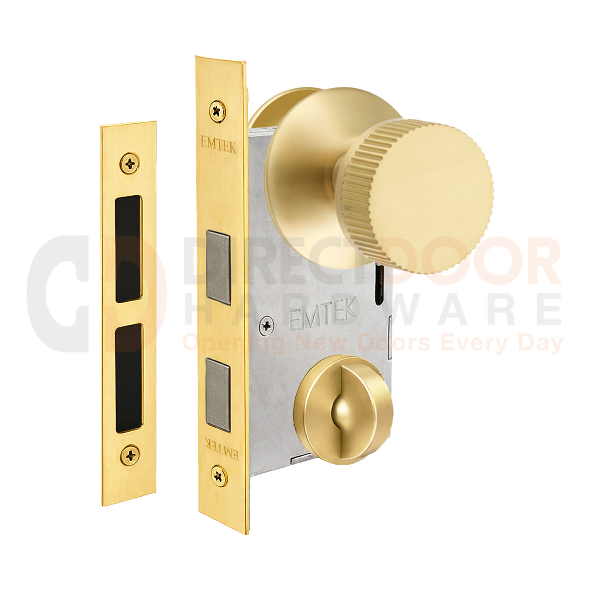 Emtek Conical Straight Knurled Interior Mortise Knob with Modern Rosette