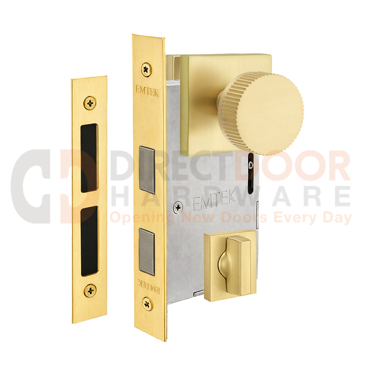 Emtek Conical Straight Knurled Interior Mortise Knob with Square Rosette