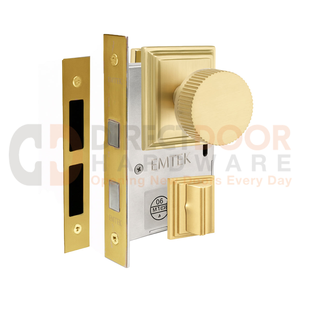 Emtek Conical Straight Knurled Interior Mortise Knob with Wilshire Rosette