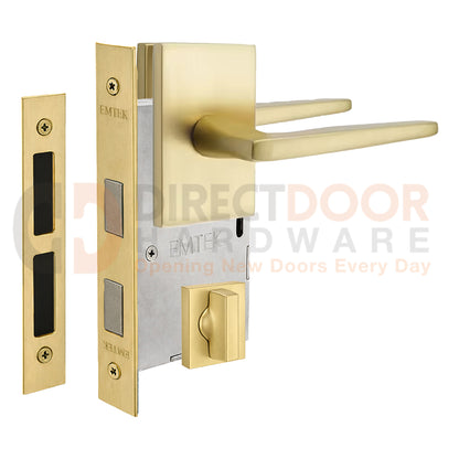 Emtek Hermes Interior Mortise Lever with Modern Rectangular Rosette