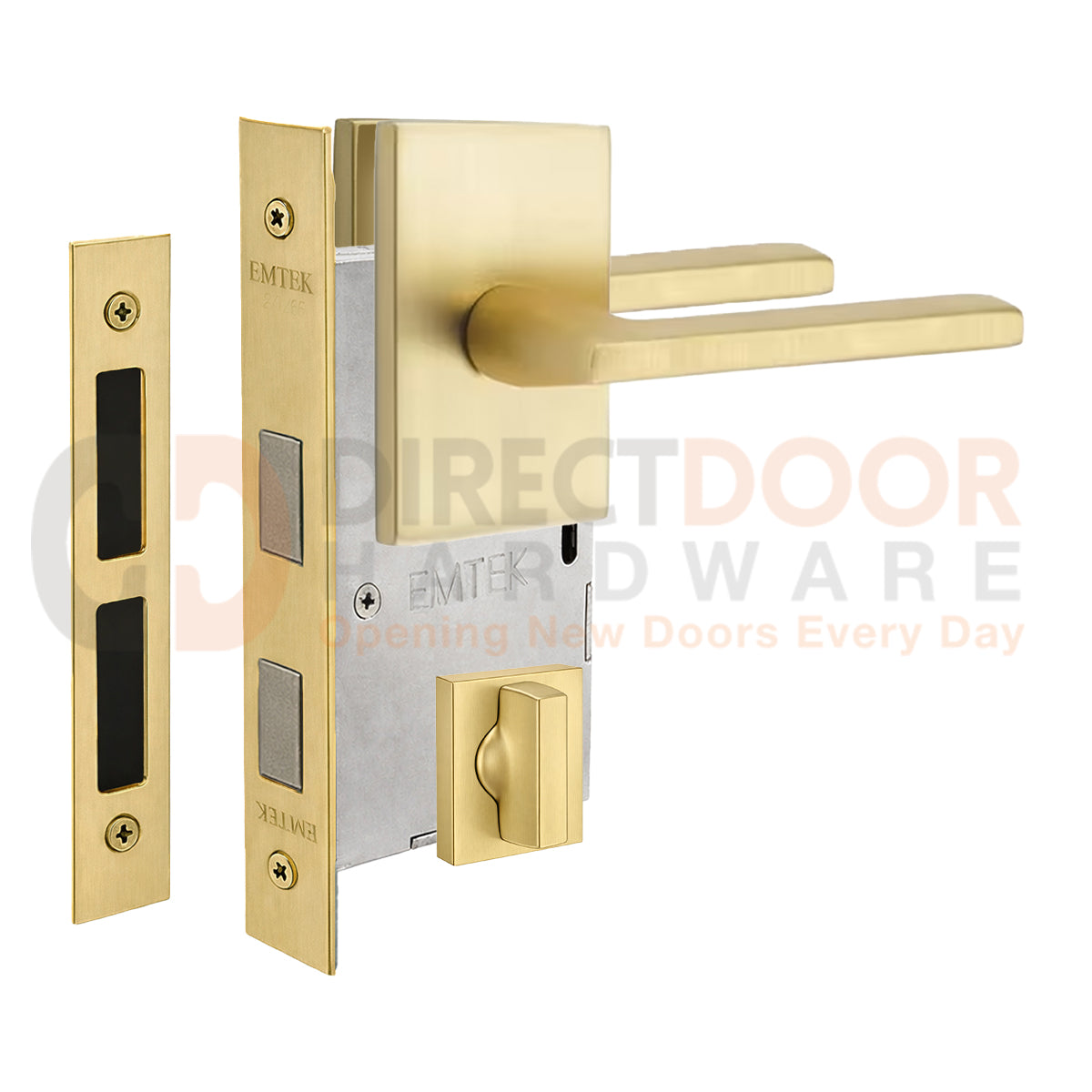 Emtek Helios Interior Mortise Lever with Modern Rectangular Rosette