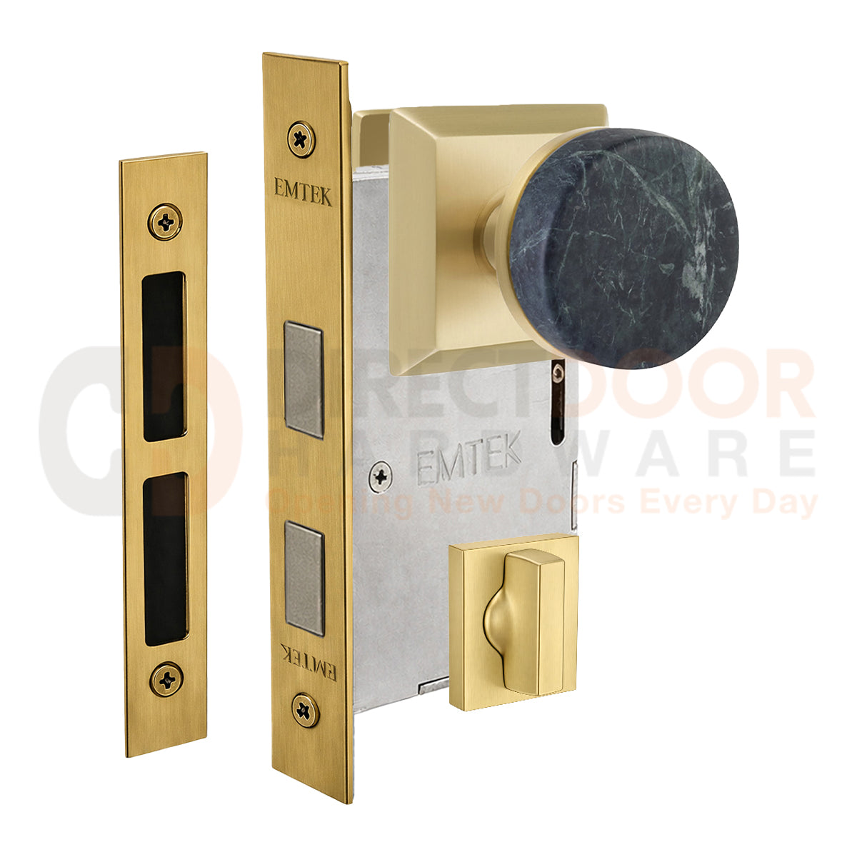Emtek Green Marble Interior Mortise Knob with Quincy Rosette