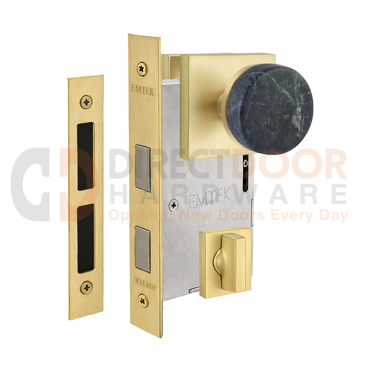 Emtek Green Marble Interior Mortise Knob with Square Rosette