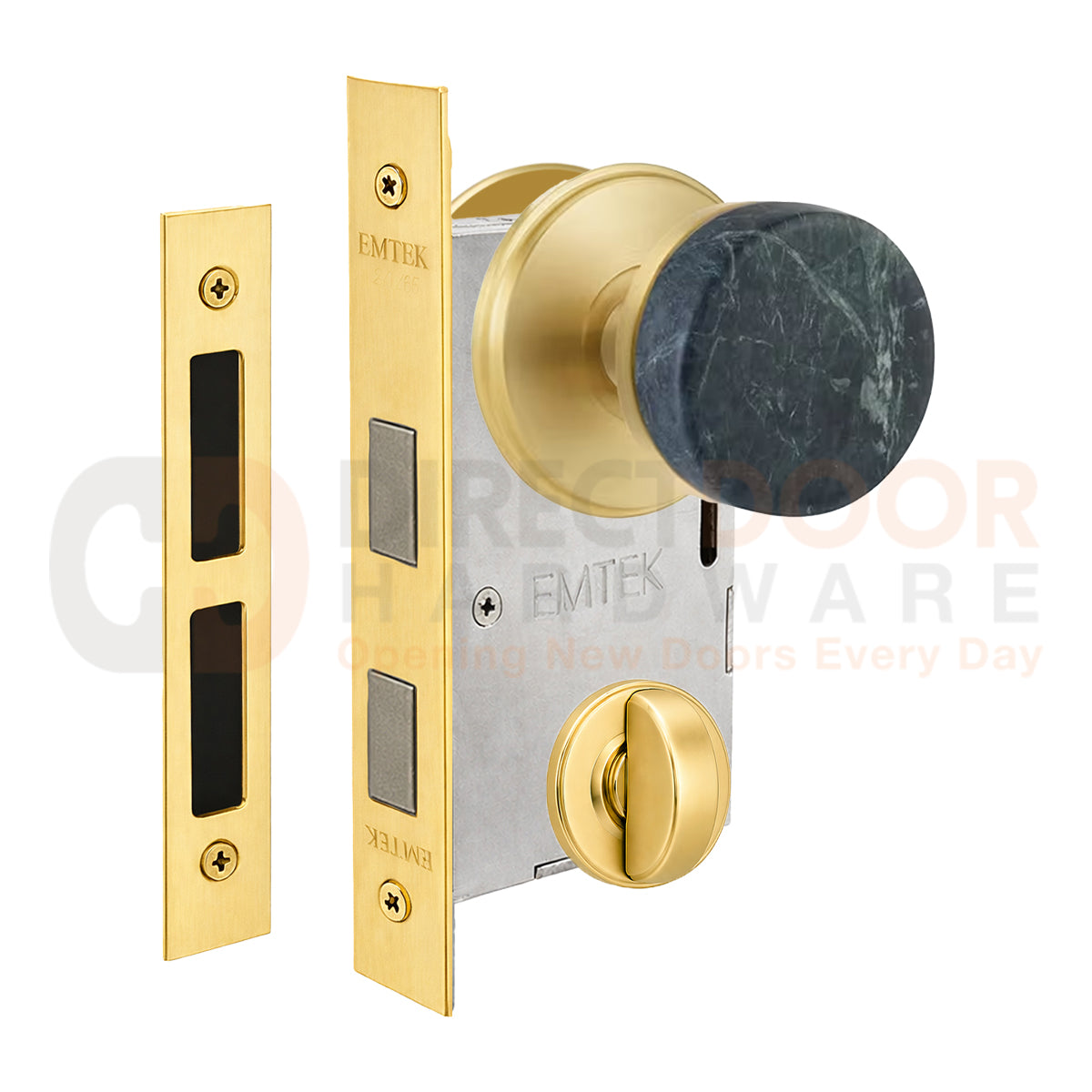 Emtek Green Marble Interior Mortise Knob with Watford Rosette