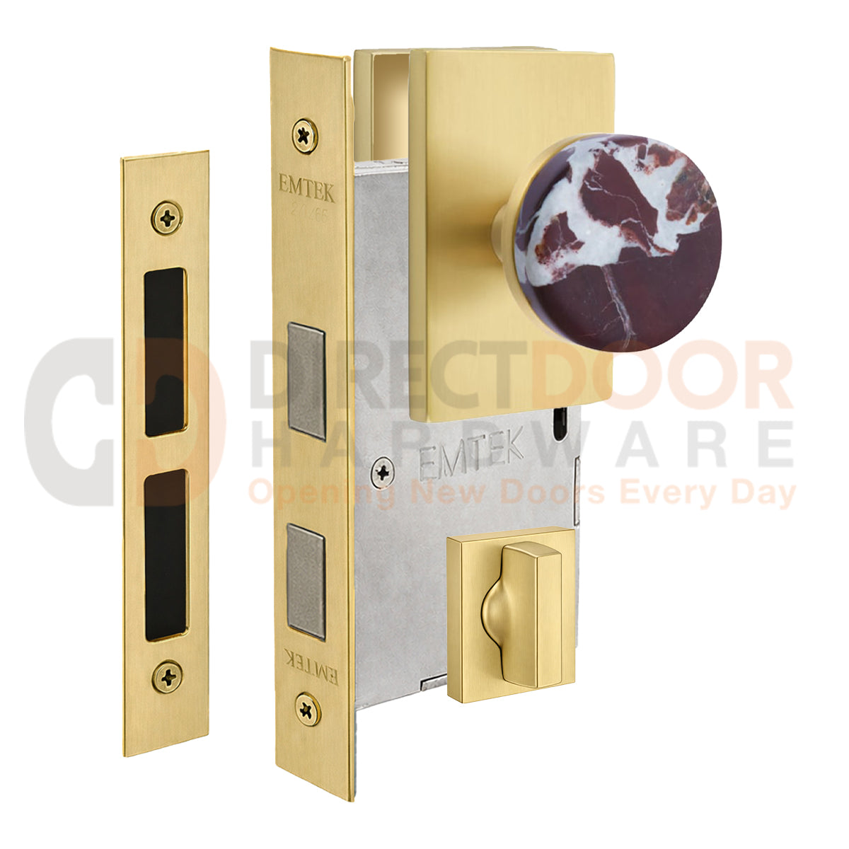 Emtek Rosso Levanto Interior Mortise Knob with Modern Rectangular Rosette