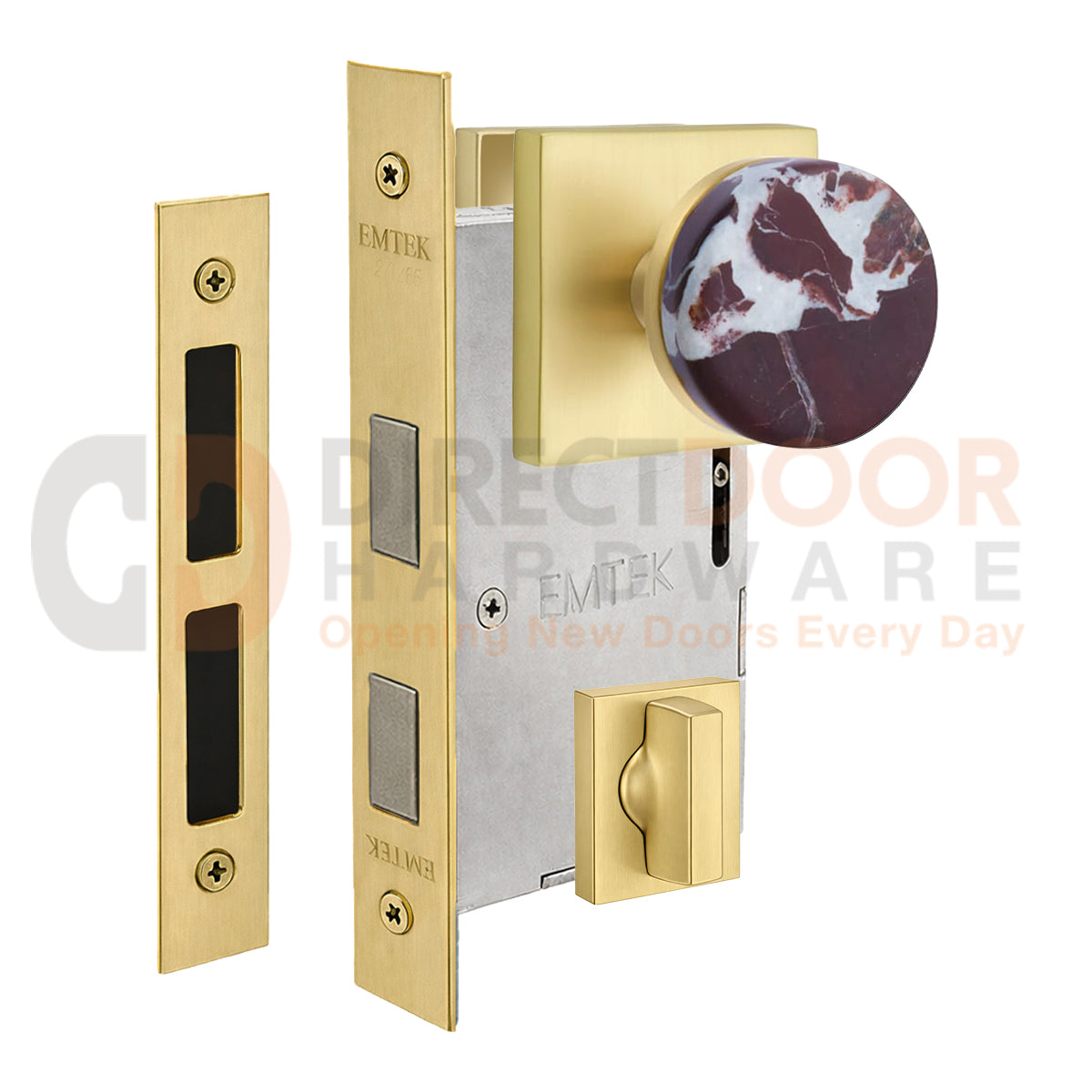 Emtek Rosso Levanto Interior Mortise Knob with Square Rosette