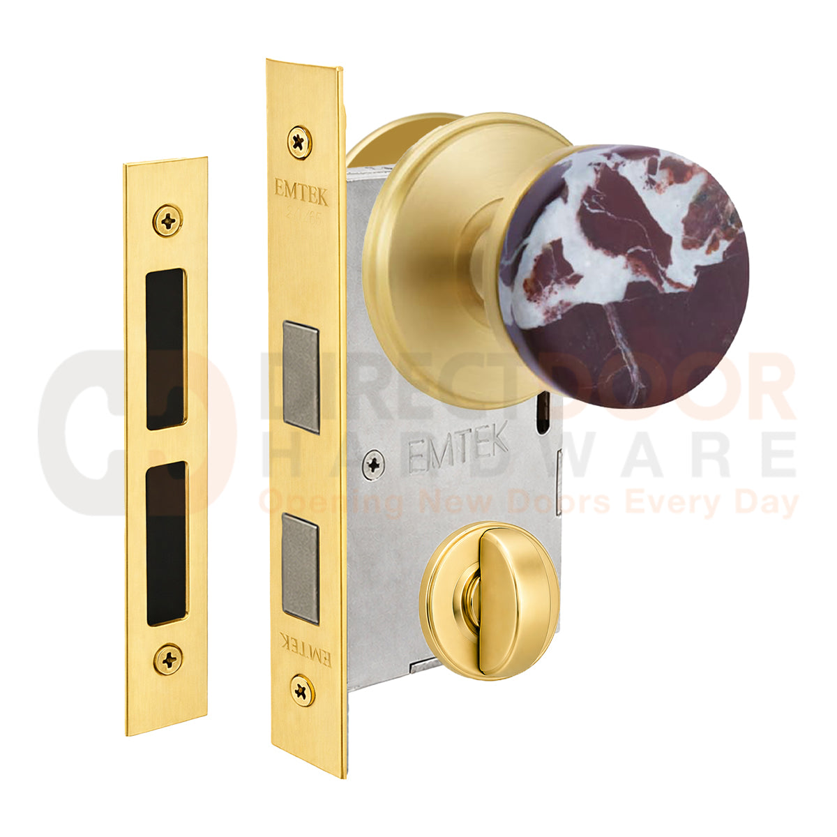 Emtek Rosso Levanto Interior Mortise Knob with Watford Rosette
