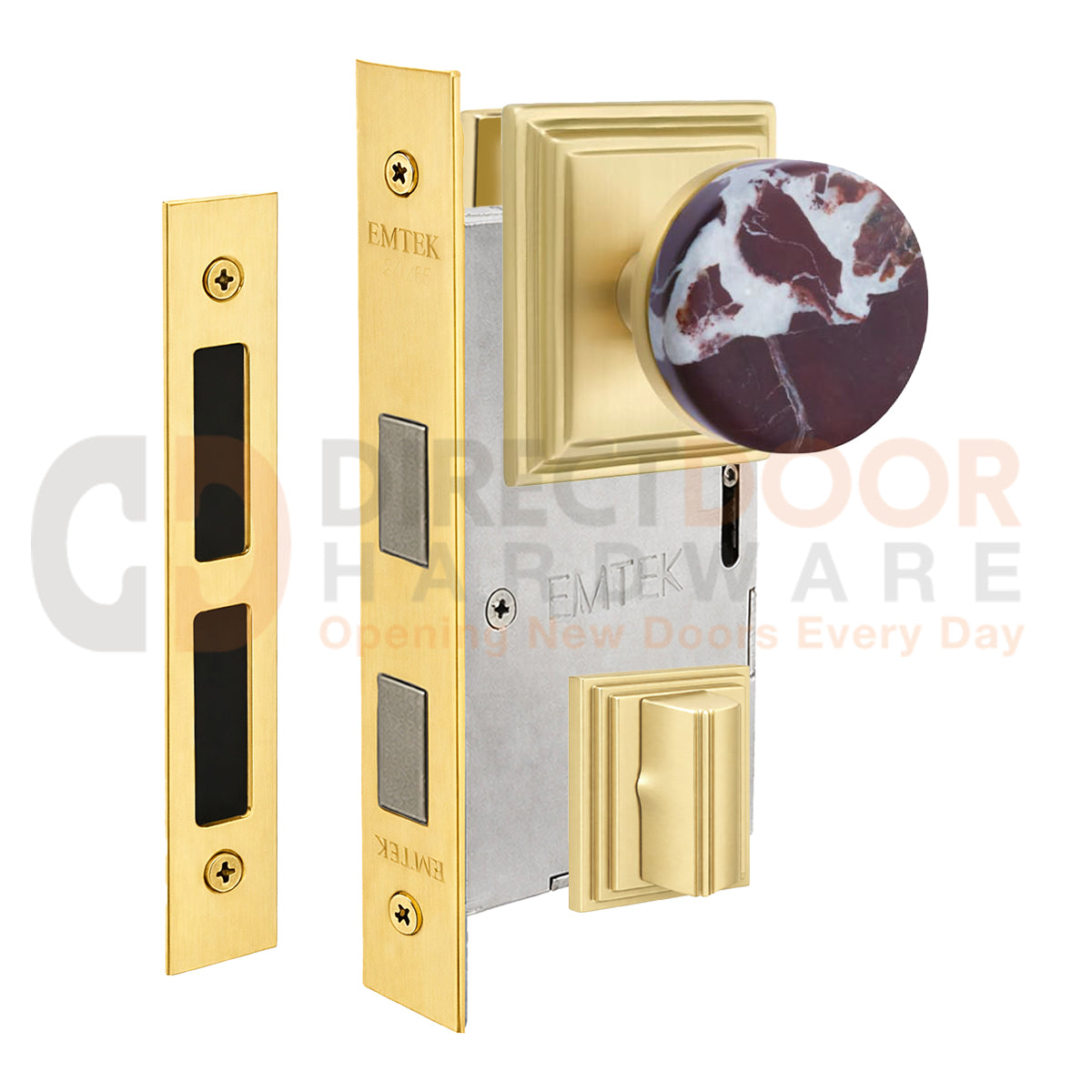 Emtek Rosso Levanto Interior Mortise Knob with Wilshire Rosette