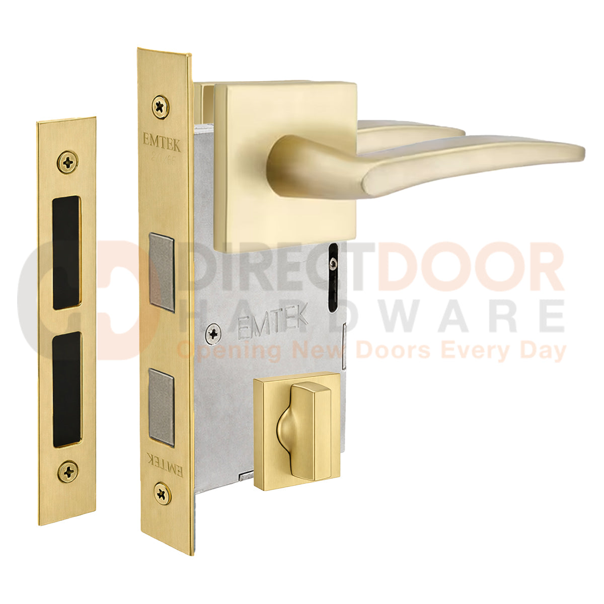 Emtek Poseidon Interior Mortise Lever with Square Rosette
