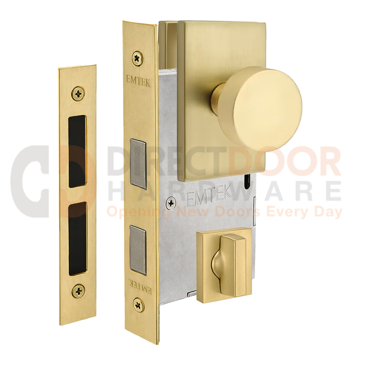 Emtek Round Interior Mortise Knob with Modern Rectangular Rosette