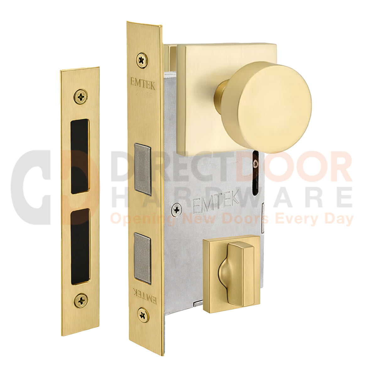 Emtek Round Interior Mortise Knob with Square Rosette