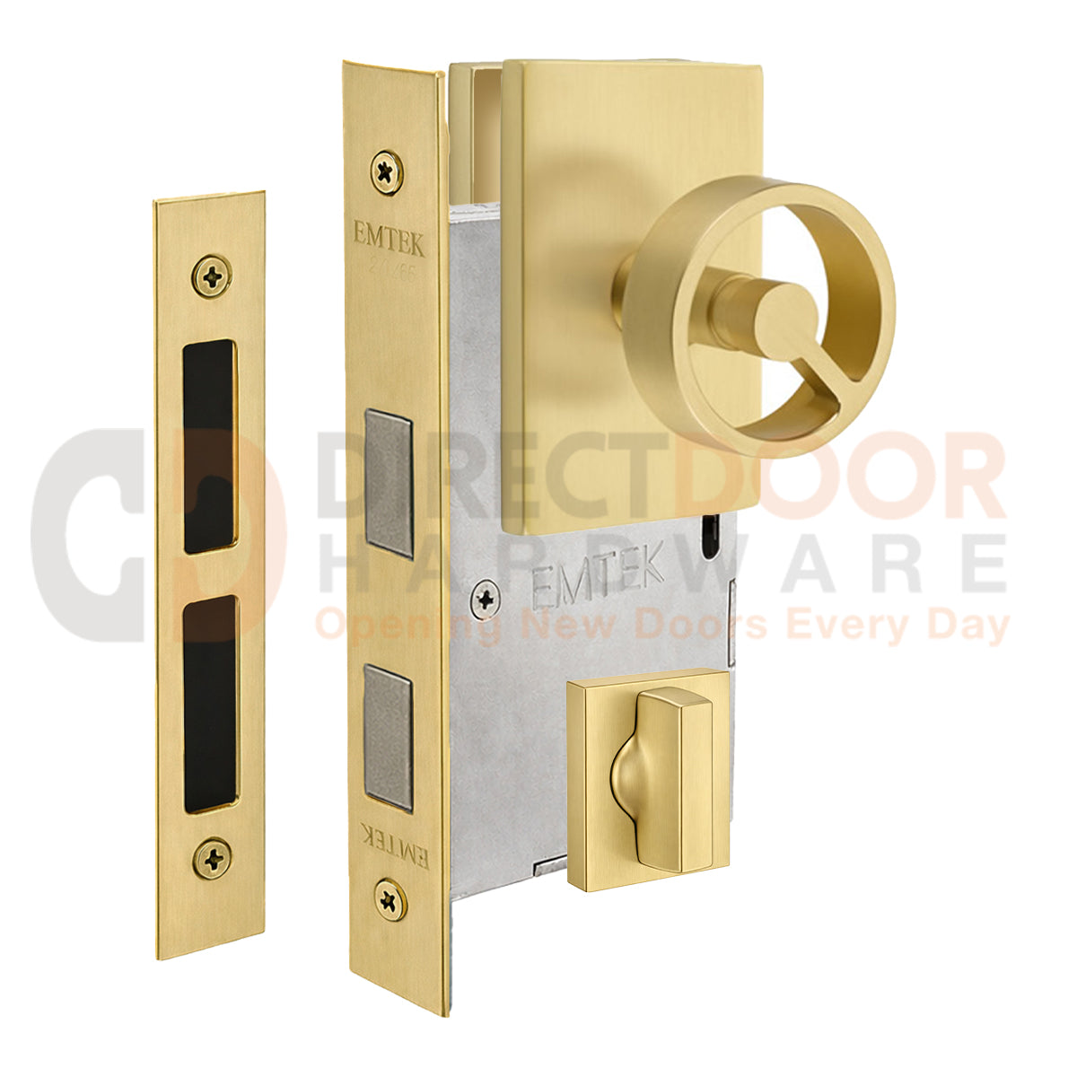 Emtek Spoke Interior Mortise Knob with Modern Rectangular Rosette