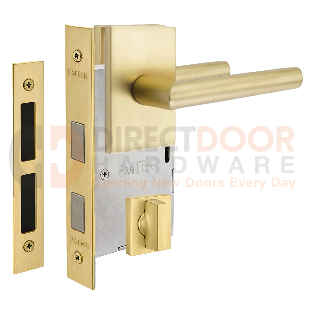 Emtek Stuttgart Interior Mortise Lever with Modern Rectangular Rosette
