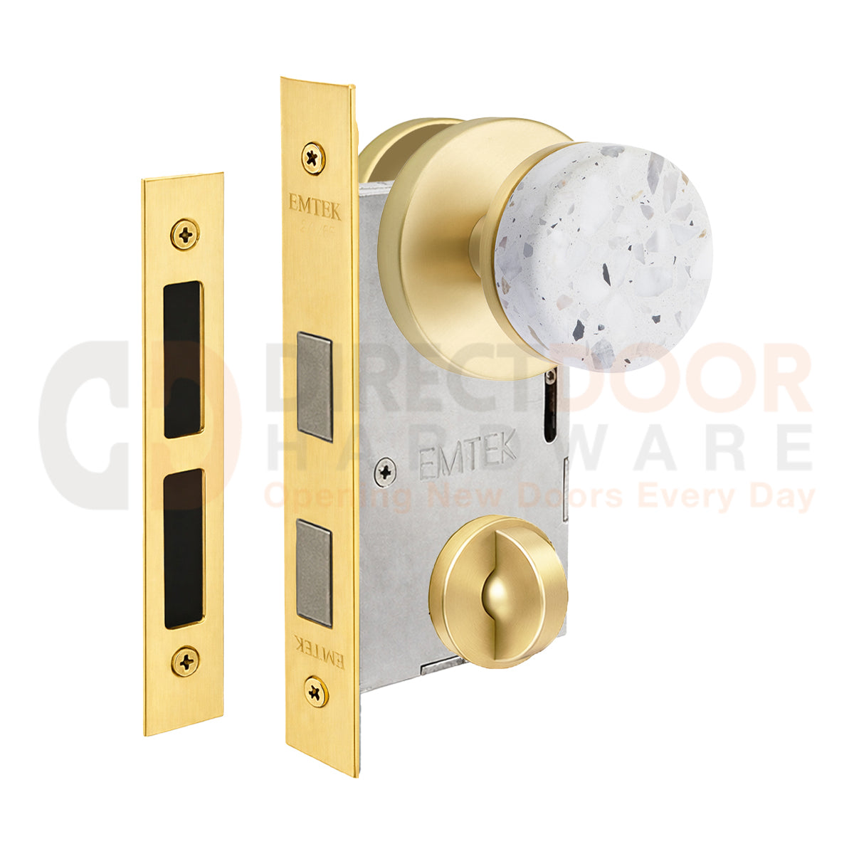 Emtek Light Terrazzo Interior Mortise Knob with Disk Rosette
