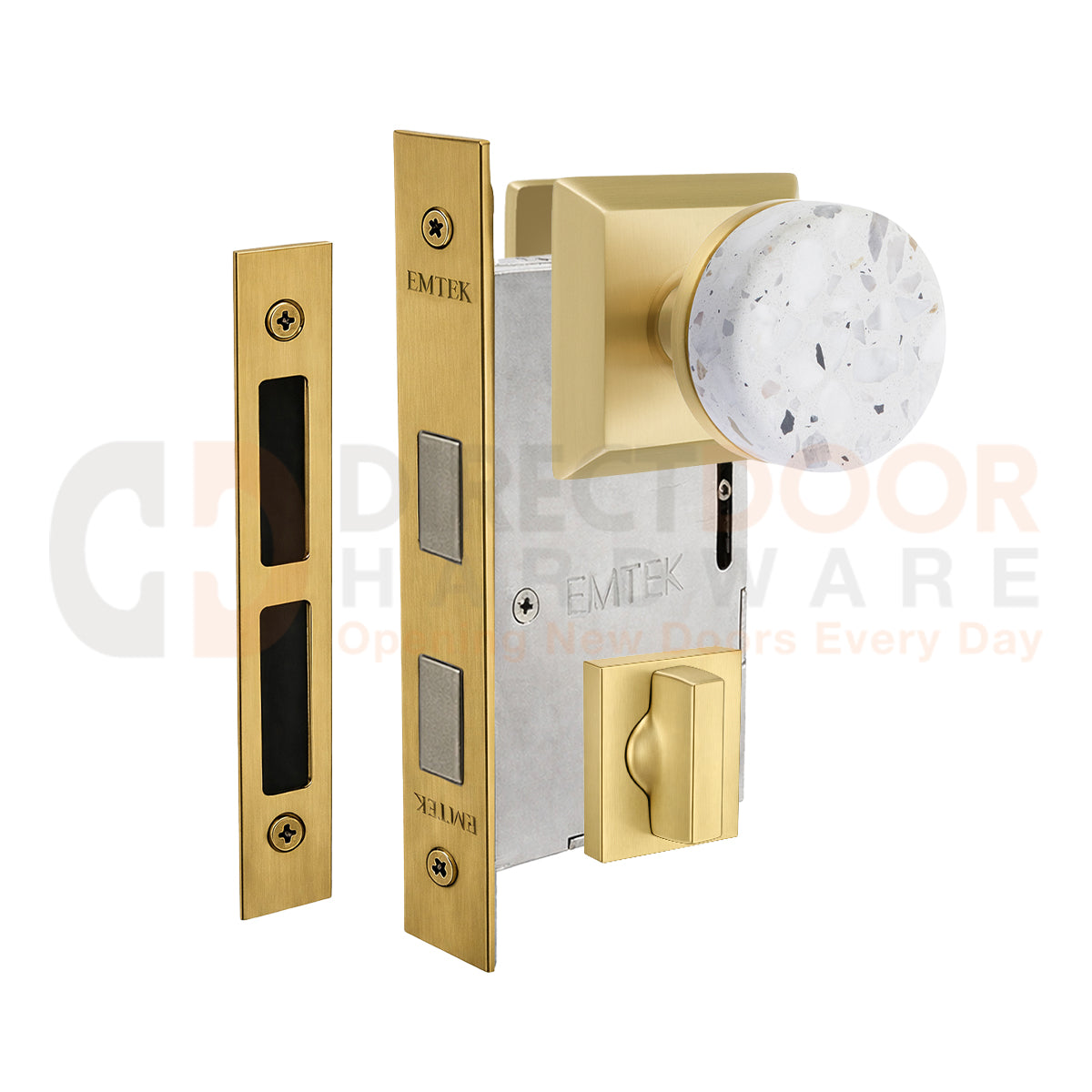 Emtek Light Terrazzo Interior Mortise Knob with Quincy Rosette