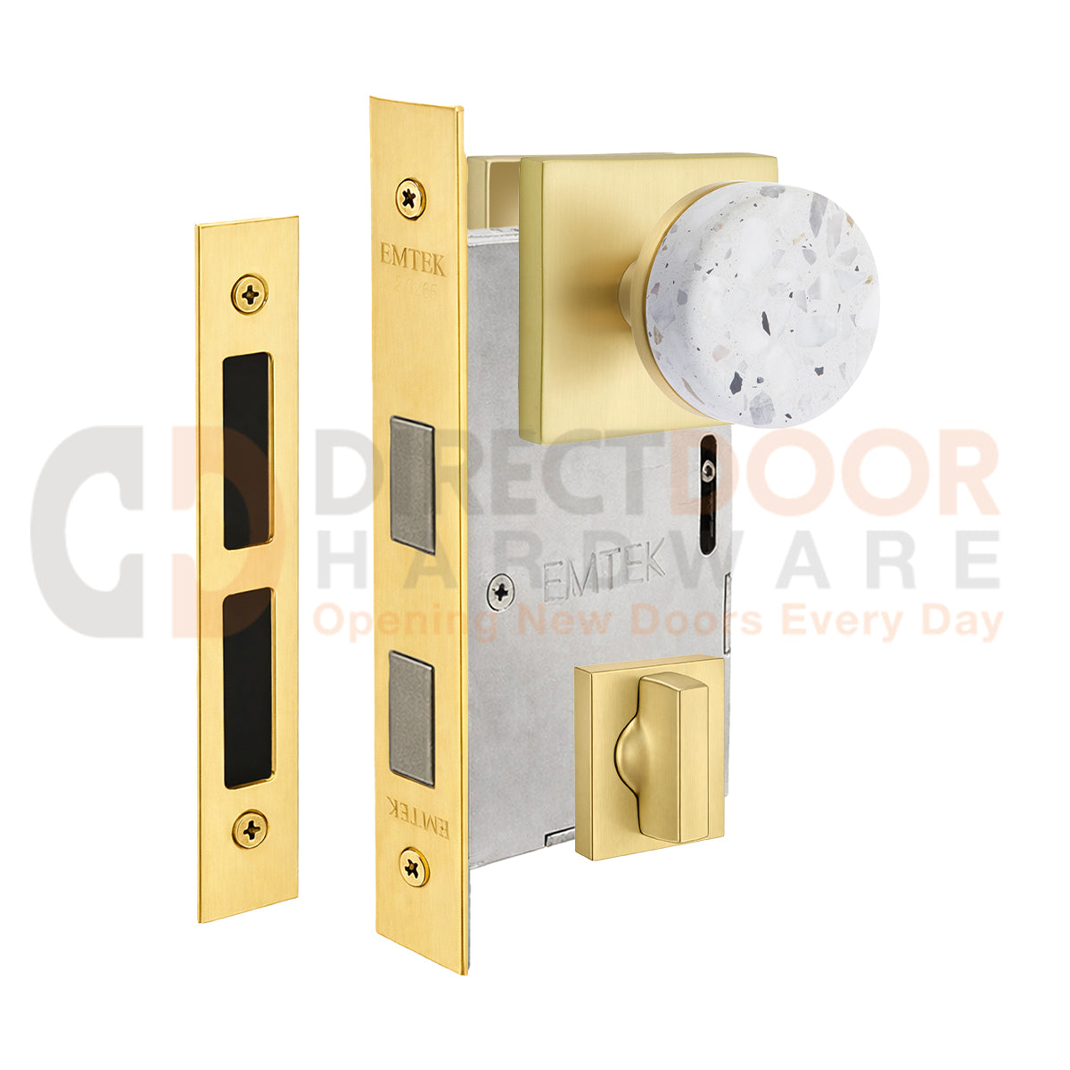 Emtek Light Terrazzo Interior Mortise Knob with Square Rosette