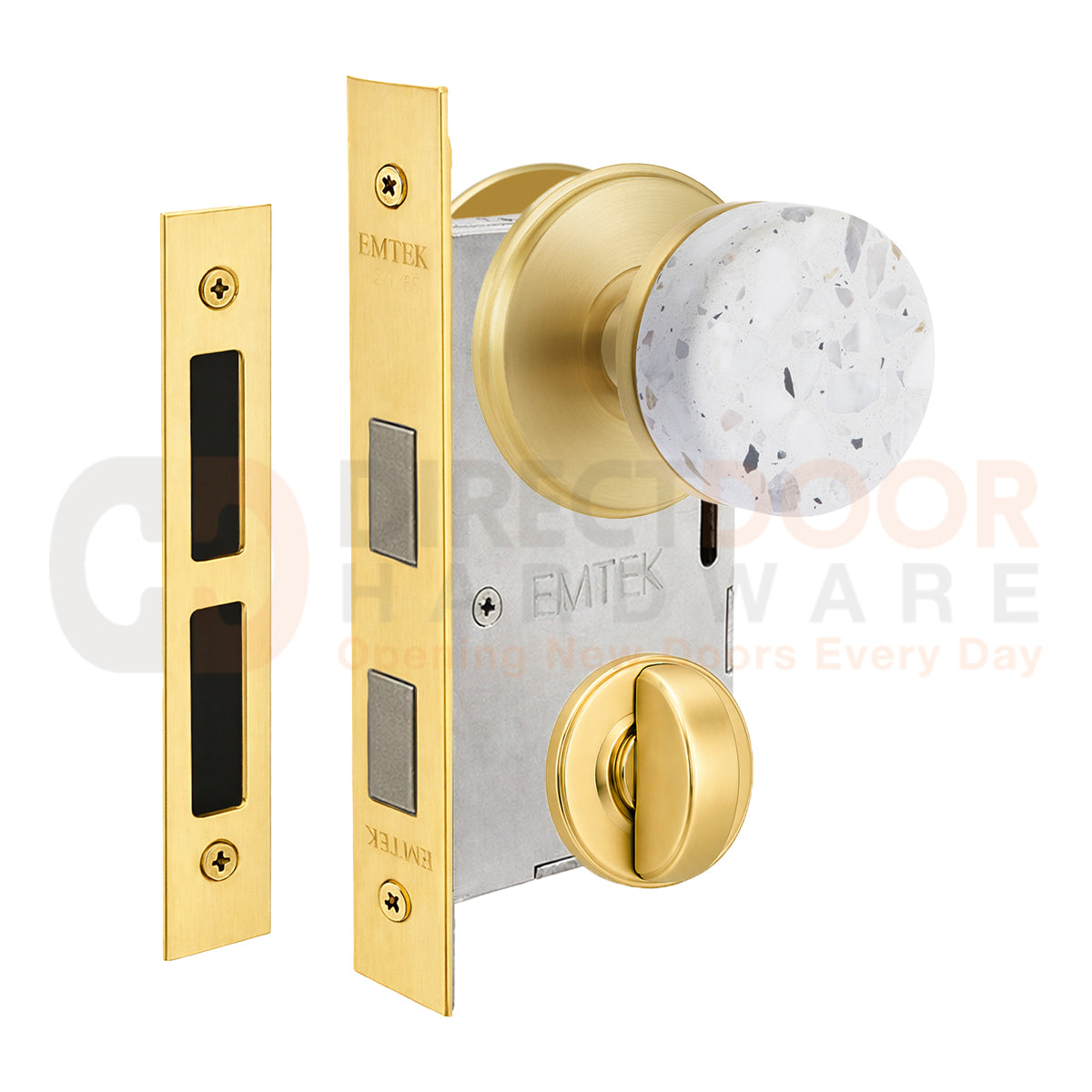Emtek Light Terrazzo Interior Mortise Knob with Watford Rosette