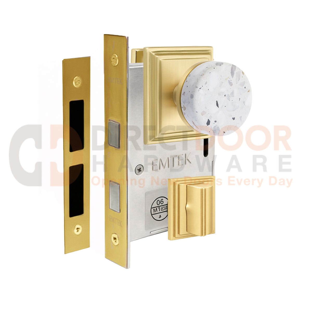 Emtek Light Terrazzo Interior Mortise Knob with Wilshire Rosette