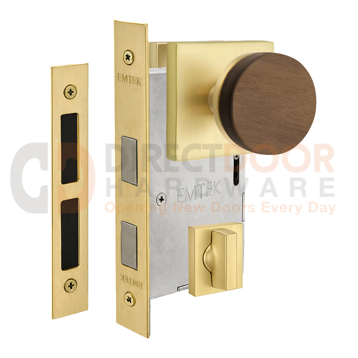Emtek Walnut Interior Mortise Knob with Square Rosette