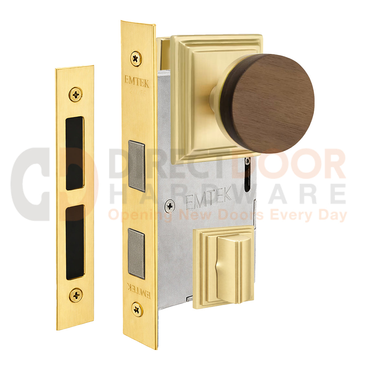 Emtek Walnut Interior Mortise Knob with Wilshire Rosette