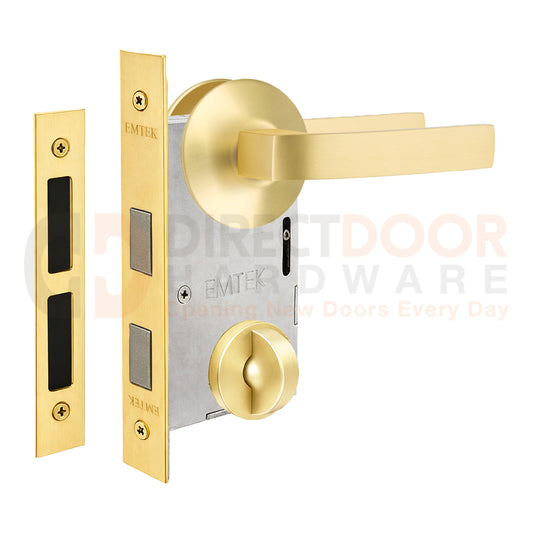 Emtek Breslin Interior Mortise Lever with Modern Rosette