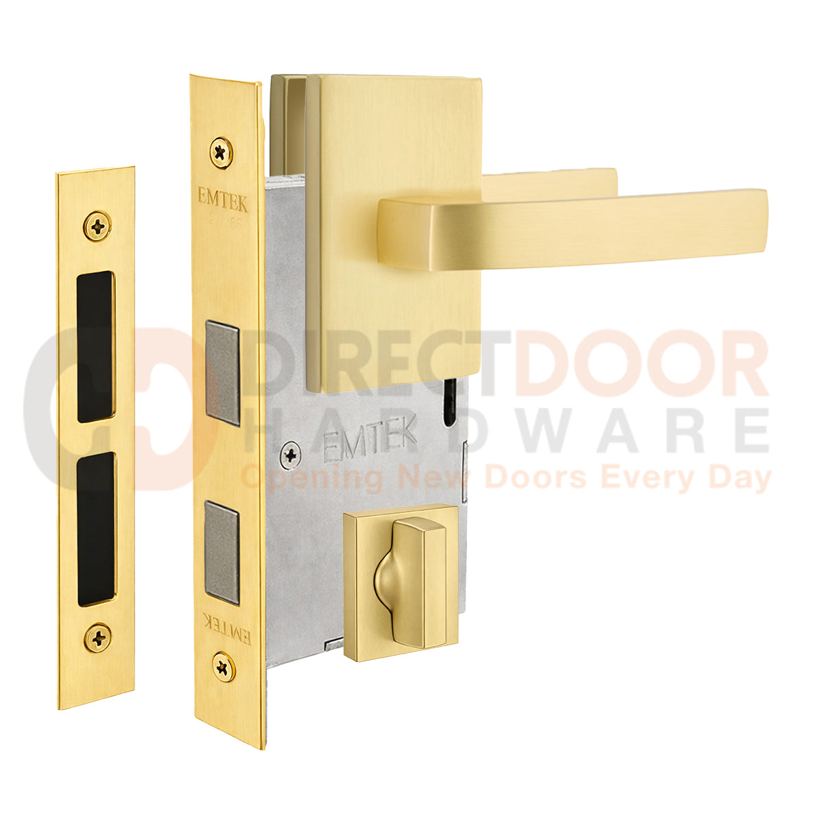 Emtek Breslin Interior Mortise Lever with Modern Rectangular Rosette