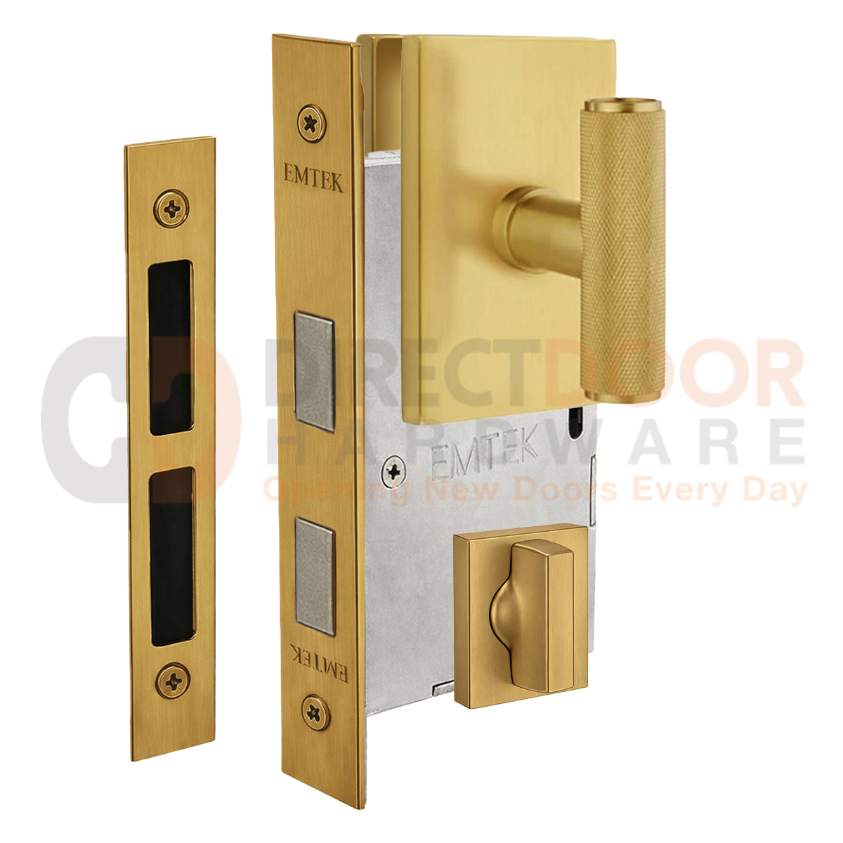 Emtek Ace Knurled Interior Mortise Knob with Modern Rectangular Rosette