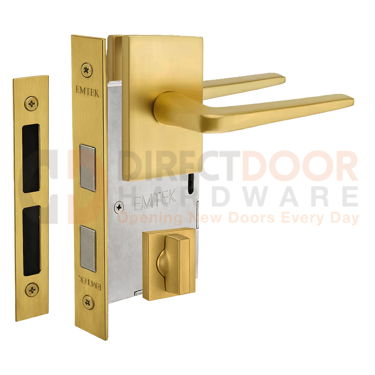 Emtek Athena Interior Mortise Lever with Modern Rectangular Rosette
