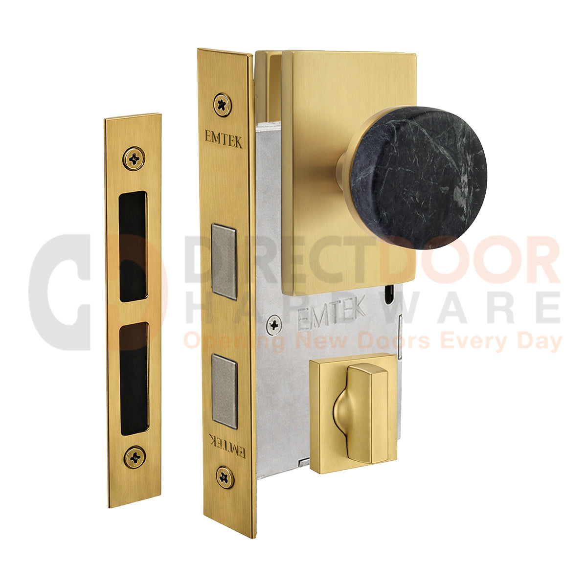 Emtek Green Marble Interior Mortise Knob with Modern Rectangular Rosette