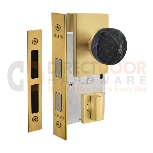 Emtek Green Marble Interior Mortise Knob with Modern Rectangular Rosette