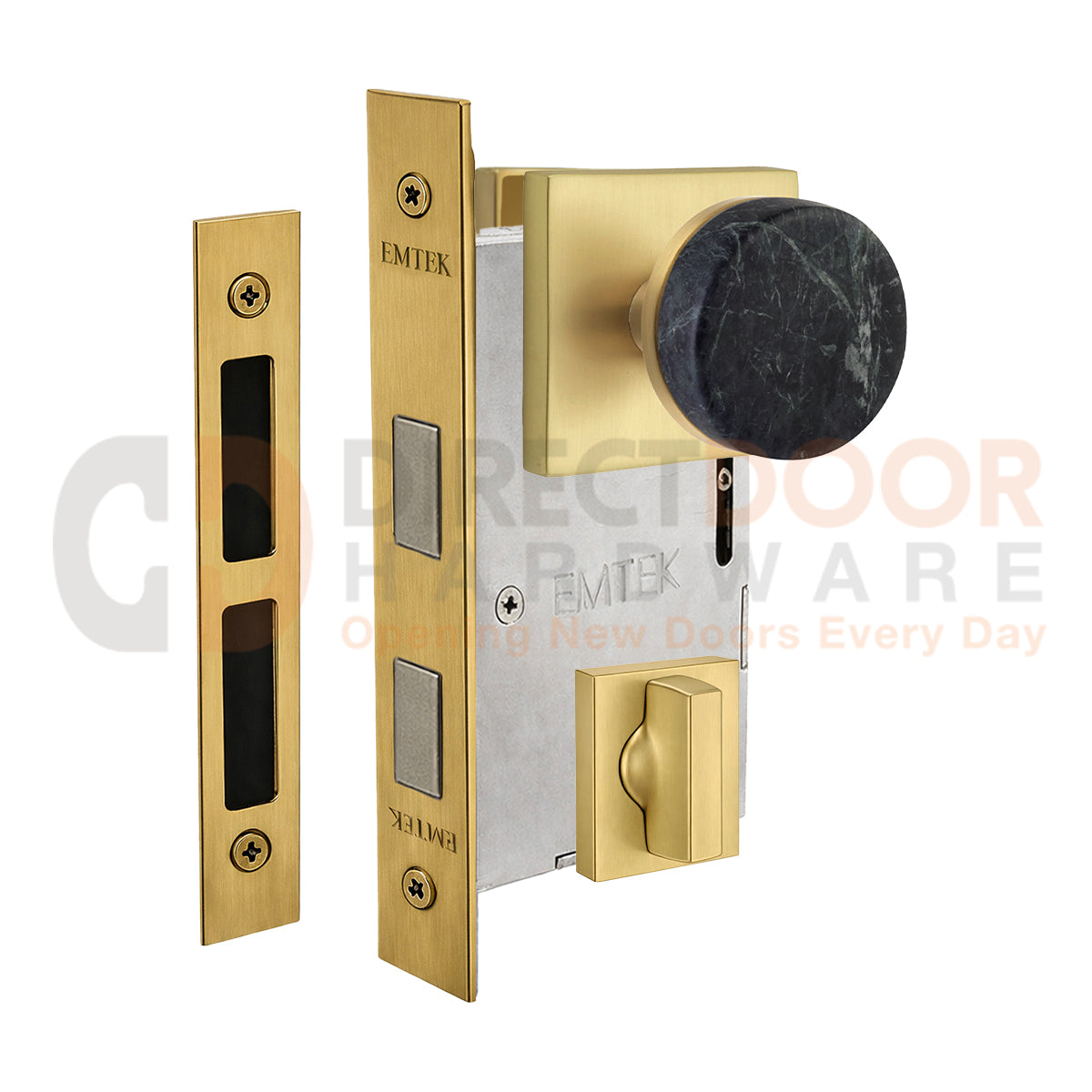 Emtek Green Marble Interior Mortise Knob with Square Rosette
