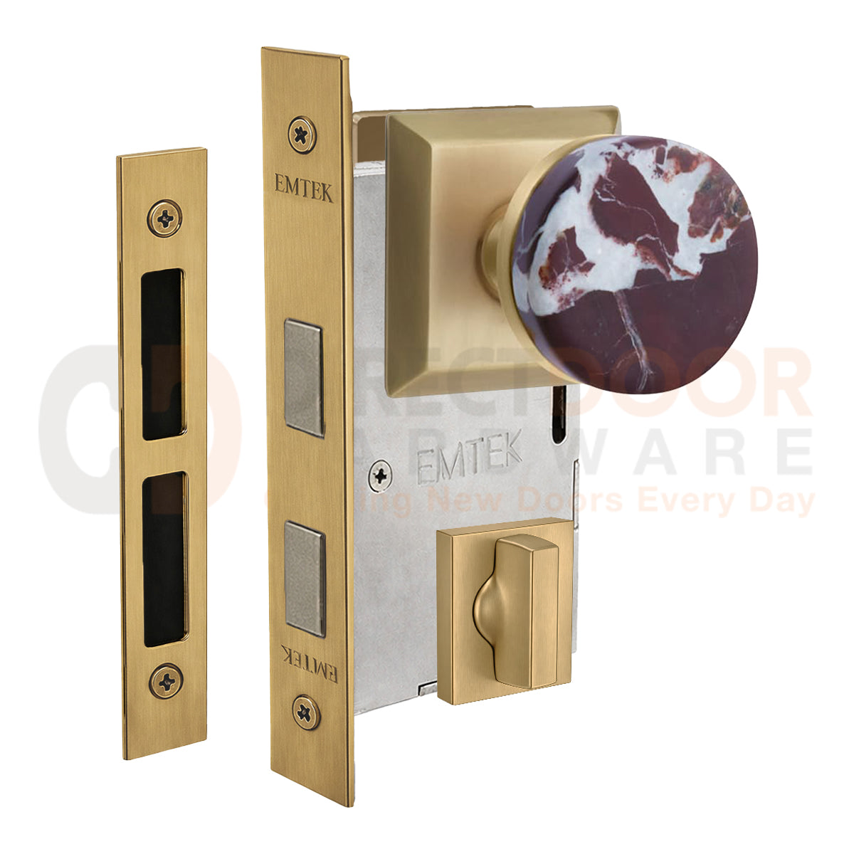 Emtek Rosso Levanto Interior Mortise Knob with Quincy Rosette