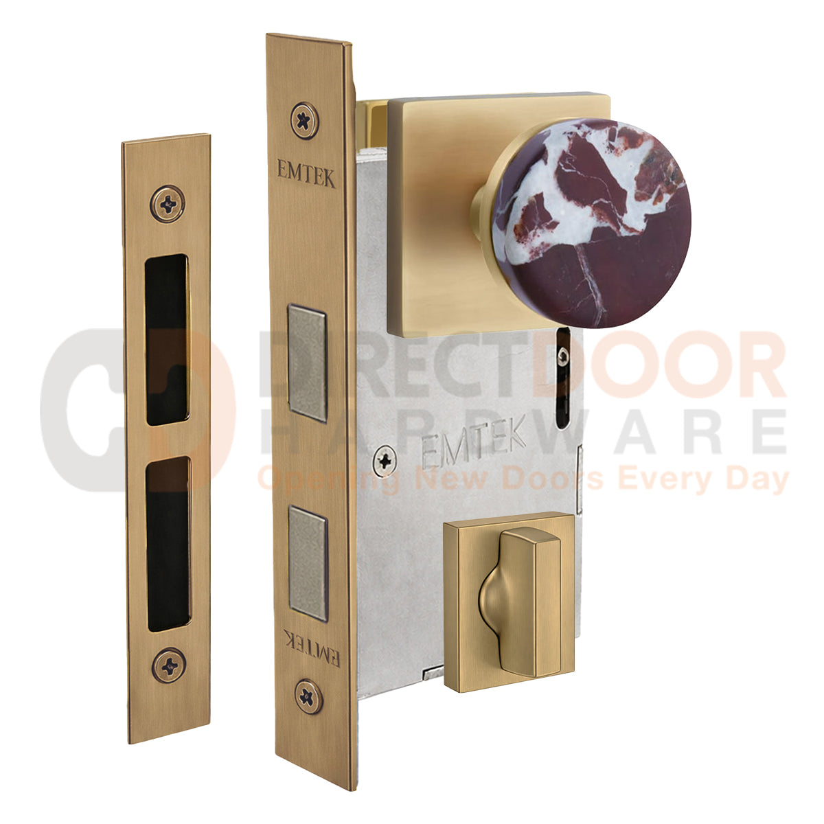 Emtek Rosso Levanto Interior Mortise Knob with Square Rosette