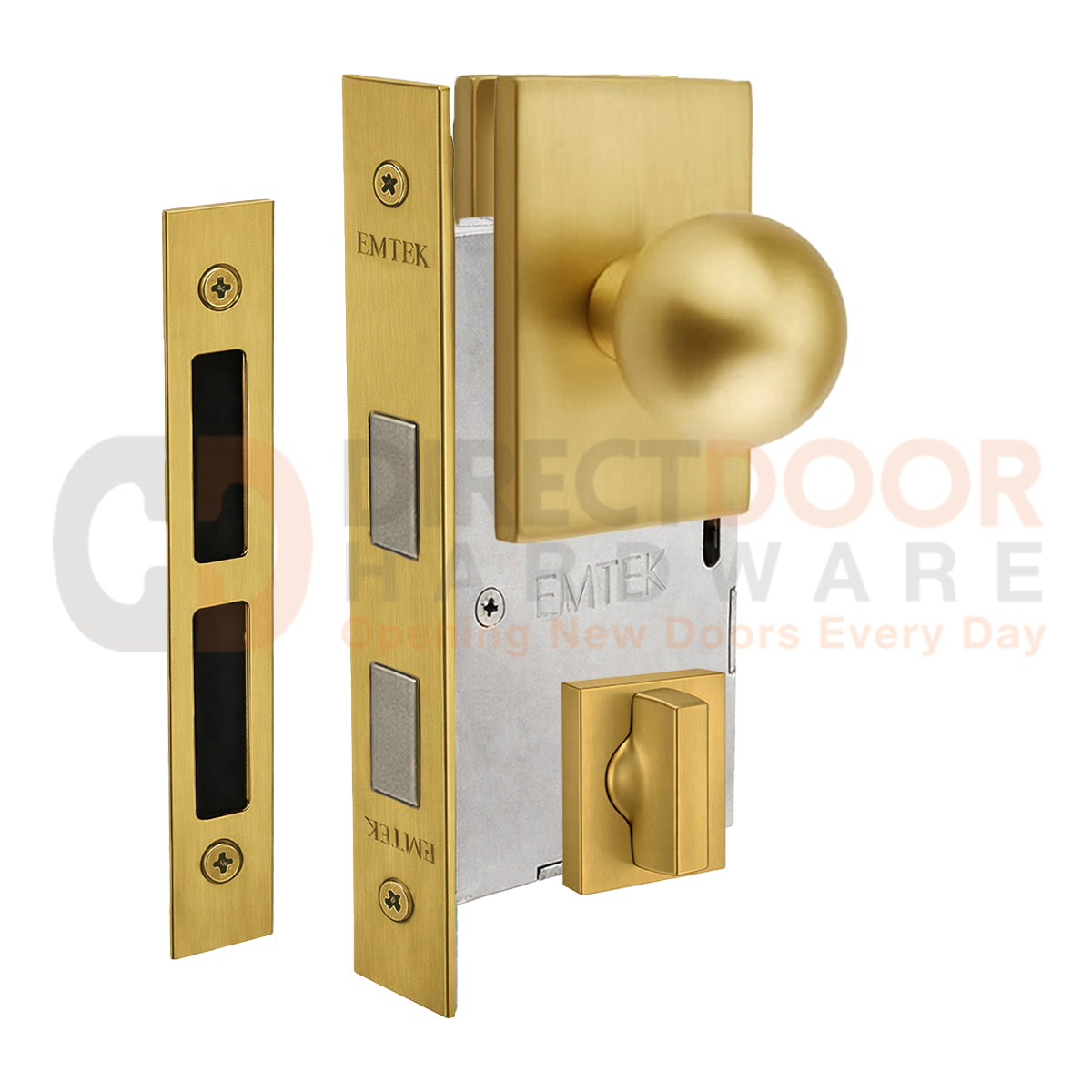 Emtek Orb Interior Mortise Knob with Modern Rectangular Rosette