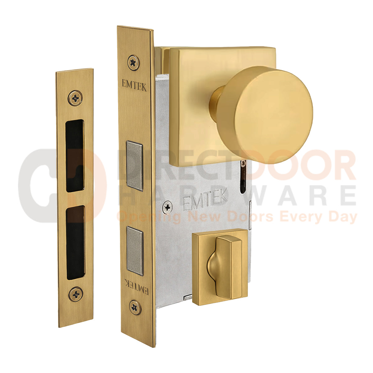 Emtek Round Interior Mortise Knob with Square Rosette