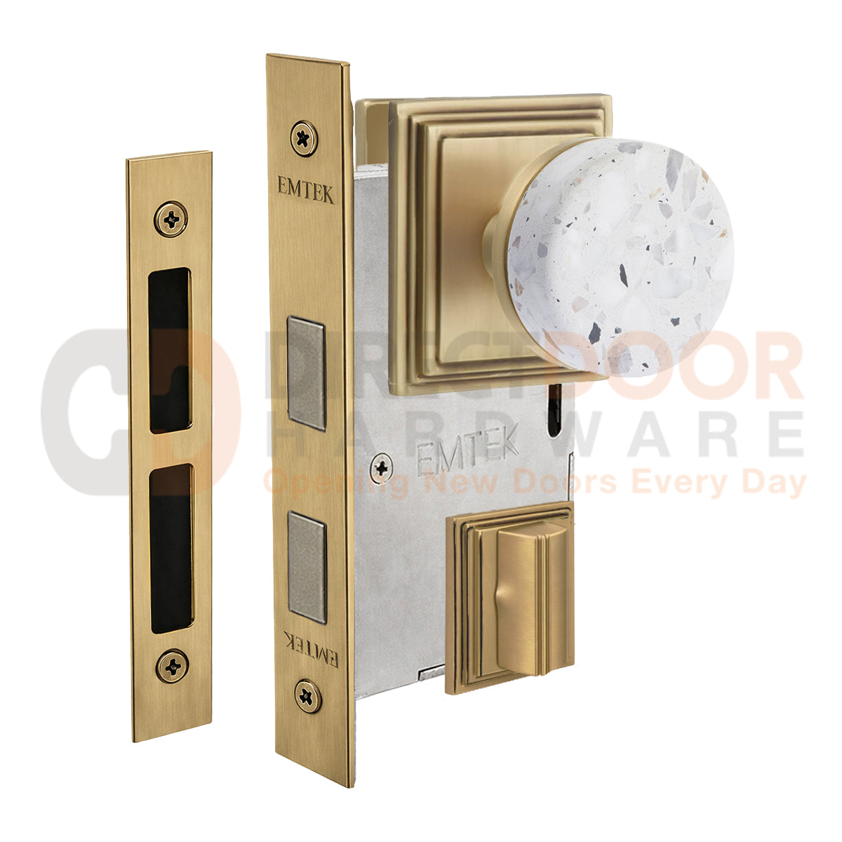 Emtek Light Terrazzo Interior Mortise Knob with Wilshire Rosette