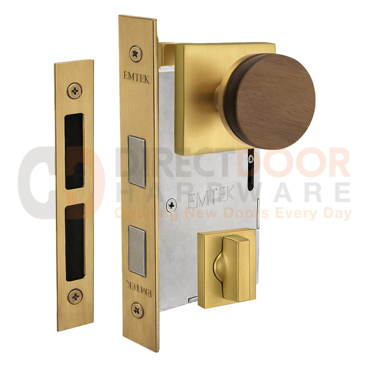 Emtek Walnut Interior Mortise Knob with Square Rosette
