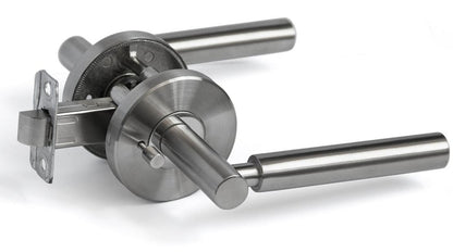 Nova Modern Venus Door Lever in Stainless Steel Assembled
