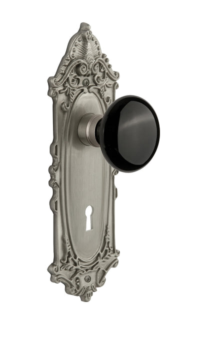 Nostalgic Warehouse Victorian Plate with Black Porcelain Knob - Interior Mortise
