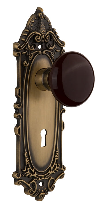 Nostalgic Warehouse Victorian Plate with Brown Porcelain Knob - Interior Mortise