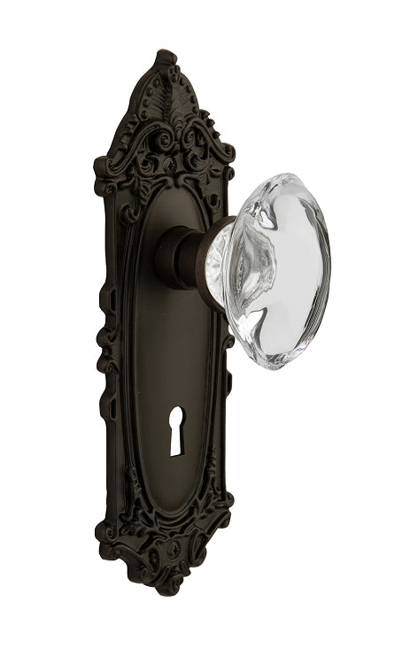 Nostalgic Warehouse Victorian Plate with Oval Clear Crystal Knob - Oil Rubbed Bronze ( All Mortise Come W/ Keyhole )