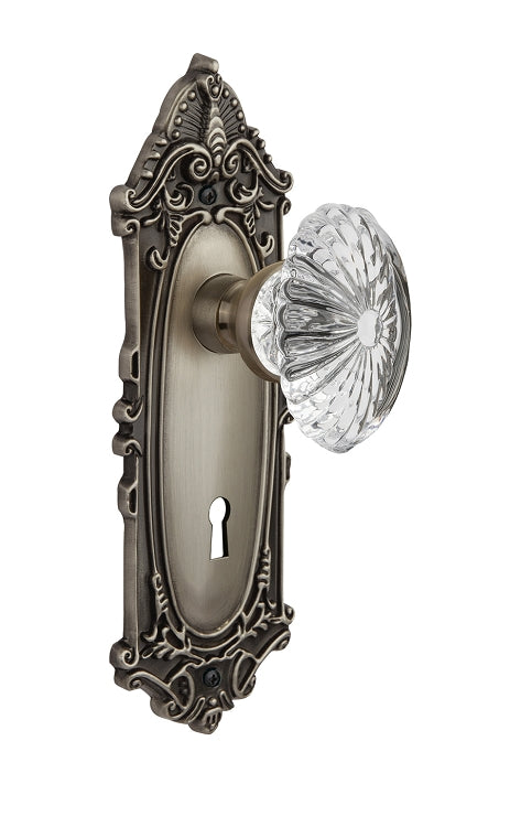 Nostalgic Warehouse Victorian Plate with Oval Fluted Crystal Knob - Mortise Lock